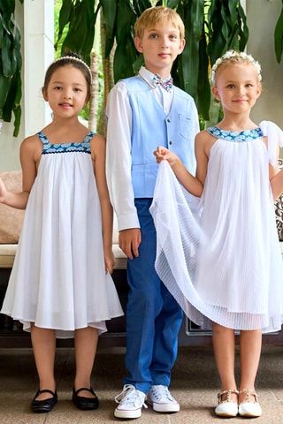 Vestido plisado - Blanco