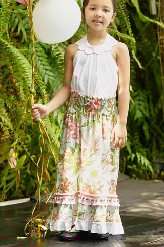 Falda larga avolantada - Blanco