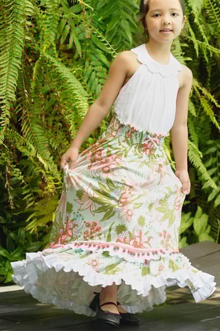 Falda larga avolantada - Blanco