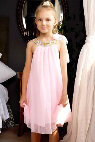 Vestido plisado - Rosa pastel