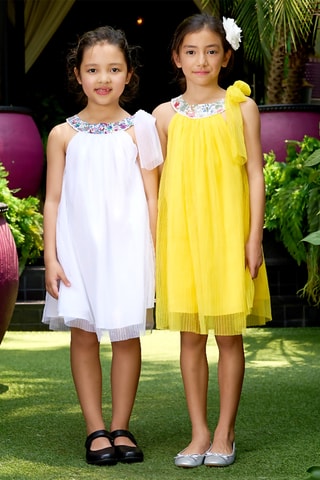 Vestido plisado - Amarillo