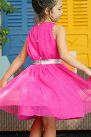 Vestido plisado - Fucsia