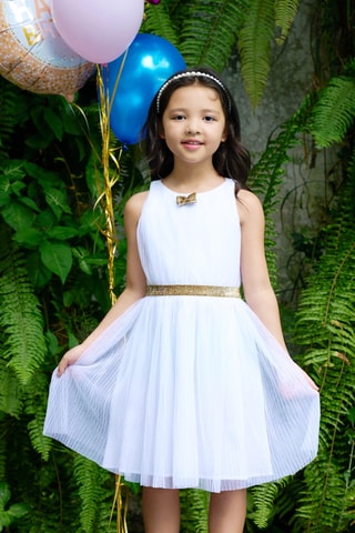 Vestido plisado - Blanco