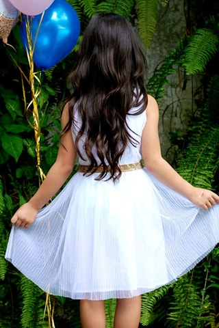 Vestido plisado - Blanco