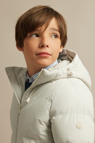 Gewatteerde Jas met Capuchon - Ivoorkleurig