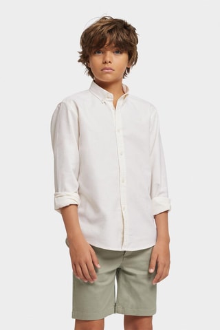 Biologisch Katoenen Overhemd - Wit en Geel