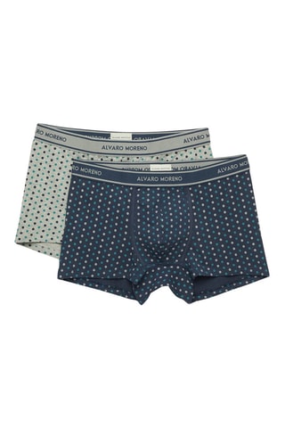 2 Boxers - Marineblauw en Gemêleerd Lichtgrijs