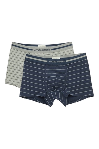 2 Boxers - Marineblauw en Lichtgrijs