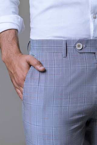 Pantalon Slim Fit - Marineblauw en Wit