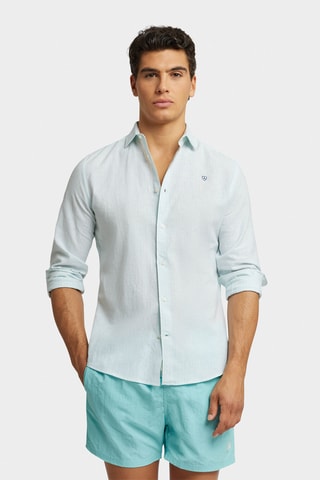 Linnen Overhemd Regular - Zeegroen