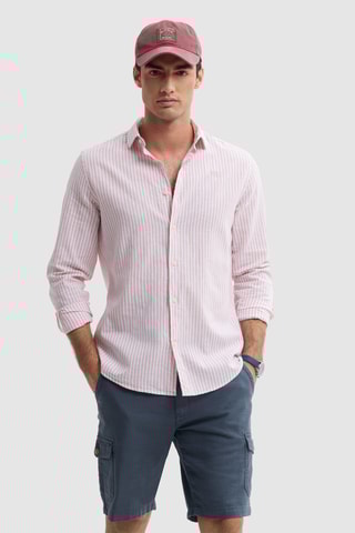 Linnen Overhemd Regular - Koraalrood