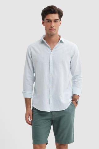 Linnen Overhemd Regular - Zeegroen