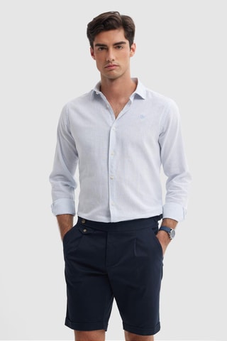 Linnen Overhemd Regular - Hemelsblauw