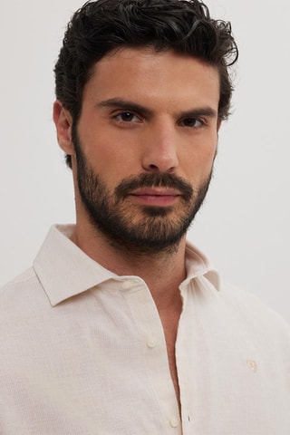 Linnen Overhemd Regular - Geel