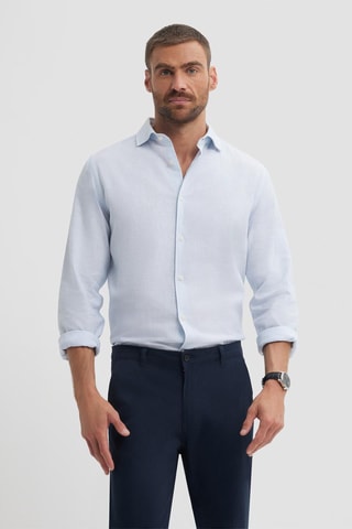 Linnen Overhemd Regular - Hemelsblauw