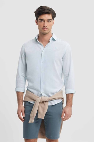 Linnen Overhemd Regular - Zeegroen