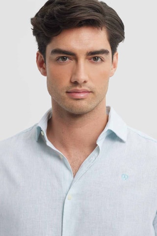 Linnen Overhemd Regular - Zeegroen