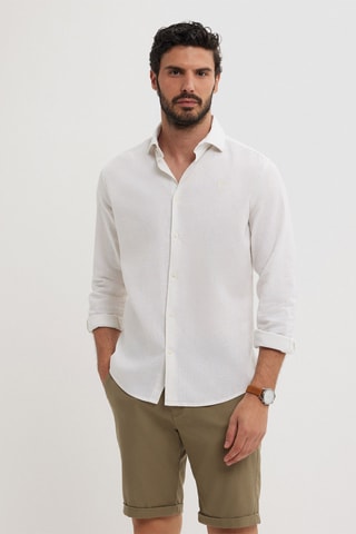 Linnen Overhemd Regular - Geel