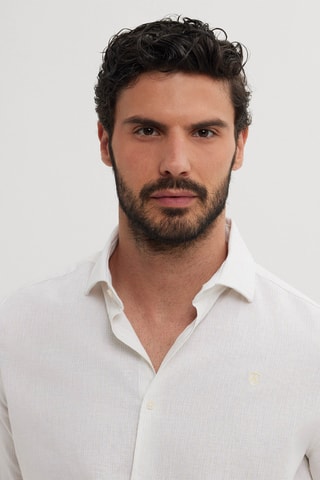 Linnen Overhemd Regular - Geel