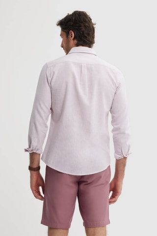 Linnen Overhemd Regular - Koraalrood