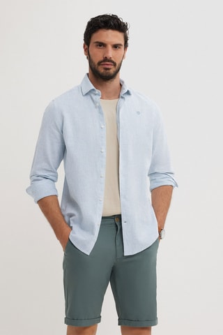 Linnen Overhemd Regular - Lichtblauw