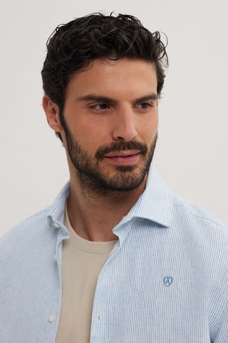 Linnen Overhemd Regular - Lichtblauw