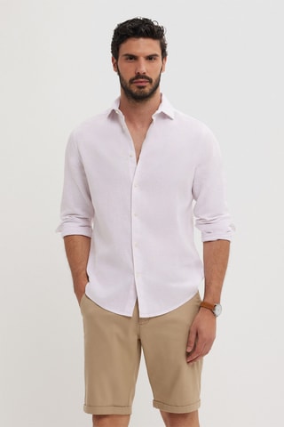 Linnen Overhemd Regular - Roze