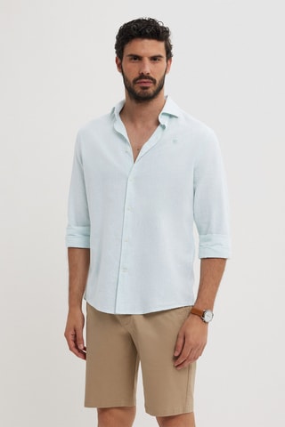 Linnen Overhemd Regular - Groen