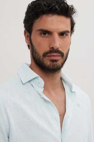 Linnen Overhemd Regular - Groen