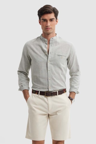 Linnen Overhemd Regular - Zeegroen