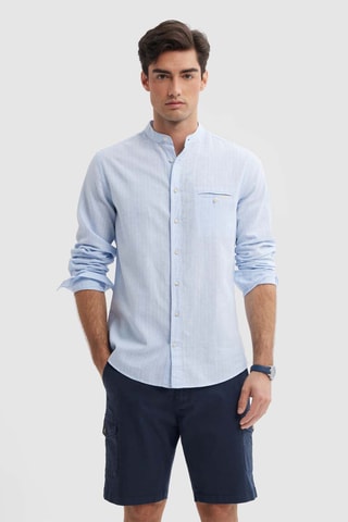 Linnen Overhemd Regular - Hemelsblauw