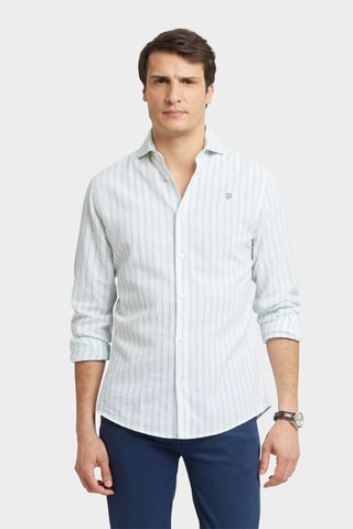 Linnen Overhemd Regular - Zeegroen