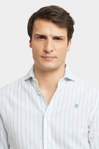 Linnen Overhemd Regular - Zeegroen