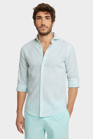 Linnen Overhemd Regular - Zeegroen