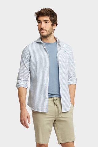 Linnen Overhemd Regular - Indigoblauw