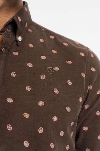 Velours Overhemd Regular Fit - Bruin