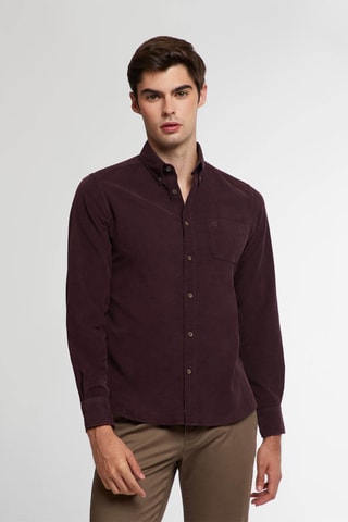 Velours Overhemd Regular Fit - Bordeauxrood