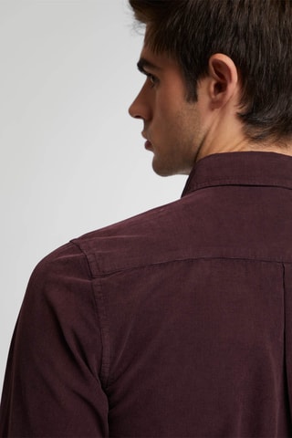 Velours Overhemd Regular Fit - Bordeauxrood