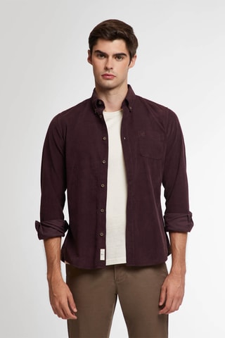 Velours Overhemd Regular Fit - Bordeauxrood