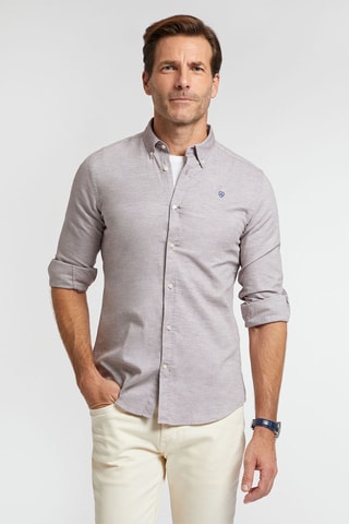 Overhemd Regular Fit - Gemêleerd Bruin
