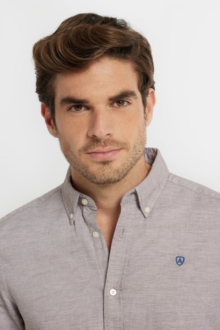 Overhemd Regular Fit - Gemêleerd Bruin