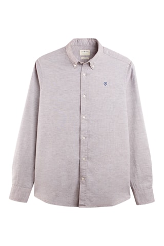 Overhemd Regular Fit - Gemêleerd Bruin