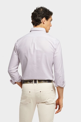 Biologisch Katoenen Overhemd Regular Fit - Beige en Wit