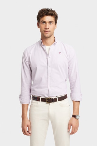Biologisch Katoenen Overhemd Regular Fit - Bordeauxrood en Lichtpaars