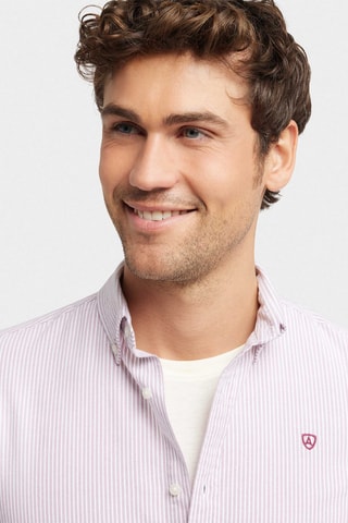 Biologisch Katoenen Overhemd Regular Fit - Bordeauxrood en Lichtpaars