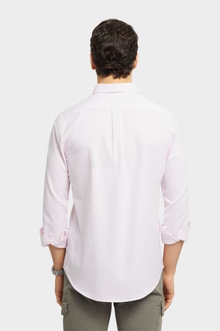 Biologisch Katoenen Overhemd Regular Fit - Poederroze en Wit