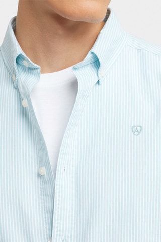 Biologisch Katoenen Overhemd Regular Fit - Turquoise en Wit