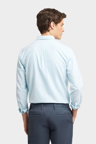 Biologisch Katoenen Overhemd Regular Fit - Turquoise en Wit