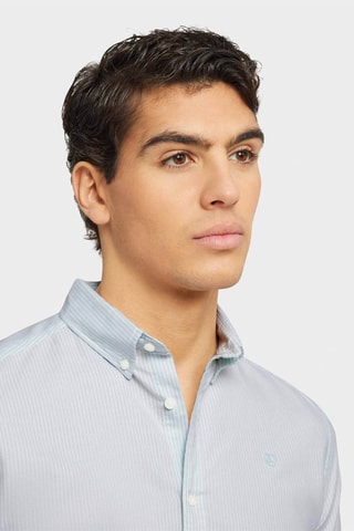 Biologisch Katoenen Overhemd Regular Fit - Zeegroen en Wit