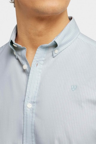 Biologisch Katoenen Overhemd Regular Fit - Zeegroen en Wit